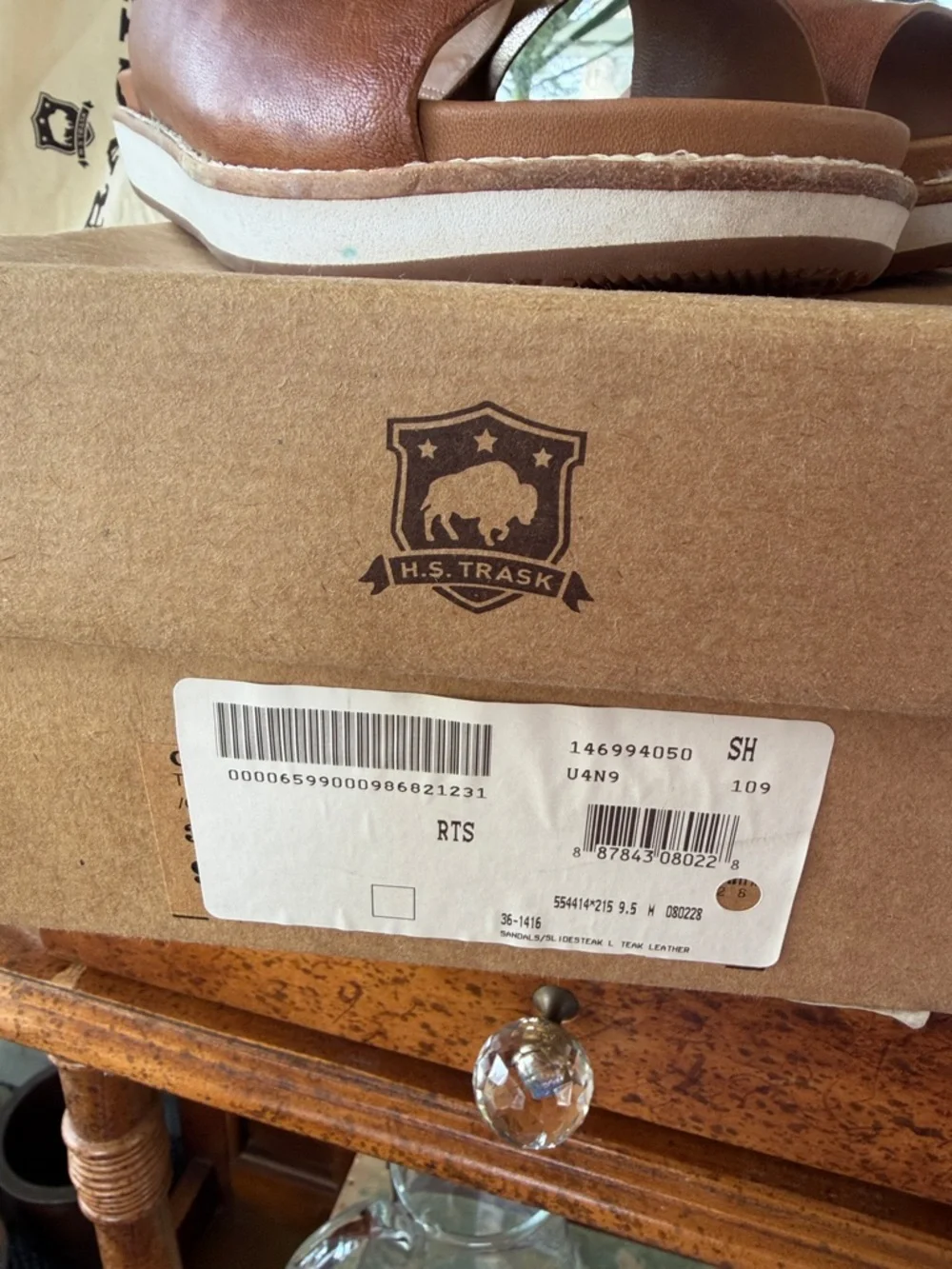 RSVD: Trask Leather Slide Sandals Brown and Metallic - Picture 8 of 10
